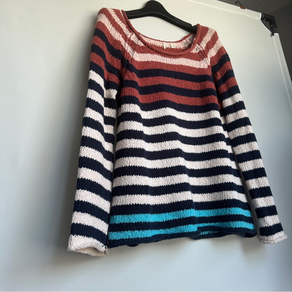 Anthropologie Moth Colorblock Striped Cotton Sweater By Moth  XS